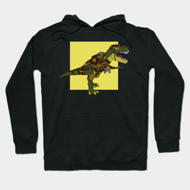 T-rex is a war veteran in prehistoric times #2 Hoodie by FAawRay